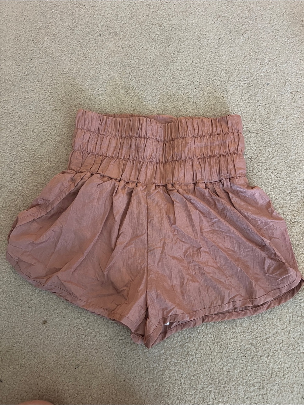 Automet High-Waist Smocked Pink Women's Shorts
